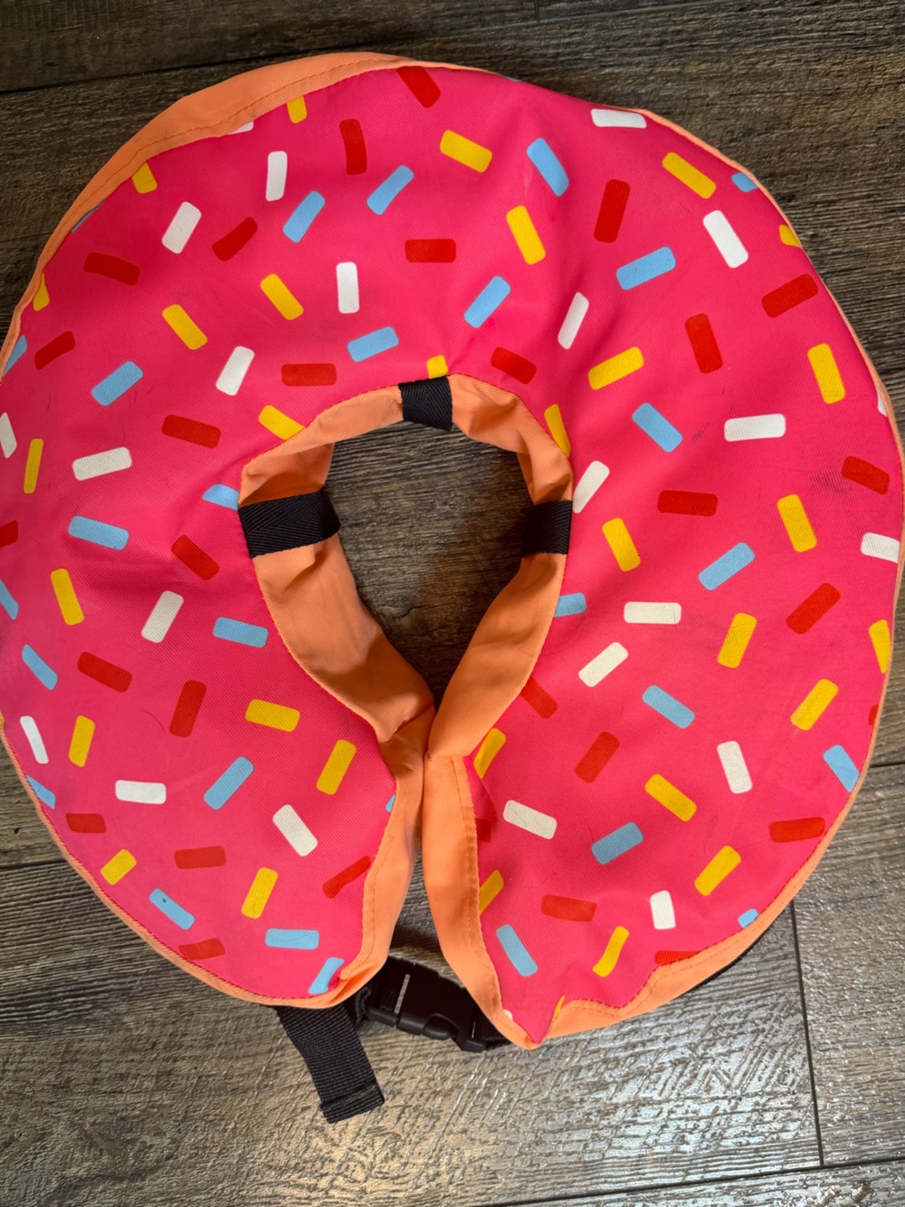 Inflatable Dog Recovery Collar Donut Cone Removable Cover Size L Pink Sprinkles